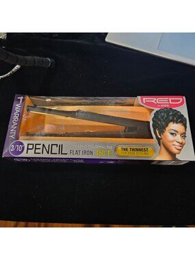 Red By Kiss 3/10" Pencil Ceramic Tourmaline Flat Iron 450°F edge styling